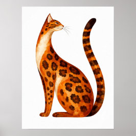 Bengal Cat Profile Watercolor Poster