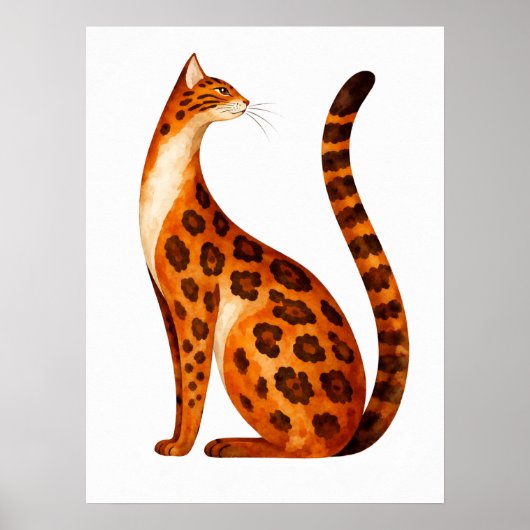 Bengal Cat Profile Watercolor Poster (Voorkant)