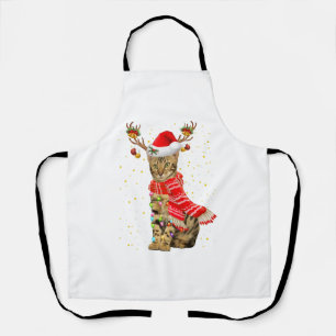 Bengal Cat Reindeer Christmas Light Schort