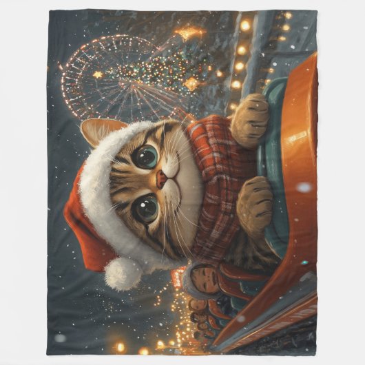 Bengal Cat Roller Onderzetter Kerst Fleece Deken (Voorkant)