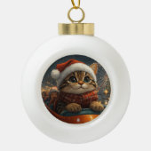 Bengal Cat Roller Onderzetter Kerst Keramische Bal Ornament (Voorkant)