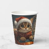 Bengal Cat Roller Onderzetter Kerst Papieren Bekers (Voorkant)