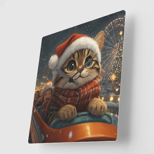 Bengal Cat Roller Onderzetter Kerst Vierkante Klok (Hoek)