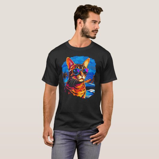 Bengal Cat Summer Party T-shirt (Voorkant volledig)