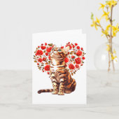 Bengal Cat Valentines Day Floral Heart Design For  Kaart (Gele Bloem)