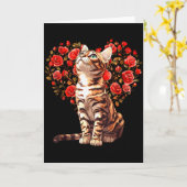 Bengal Cat Valentines Day Floral Heart Design For  Kaart (Gele Bloem)
