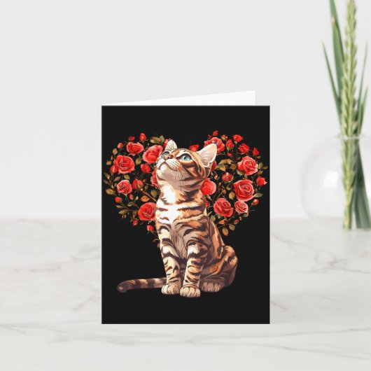 Bengal Cat Valentines Day Floral Heart Design For  Kaart (Voorkant)