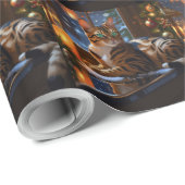 Bengal Cat With Christmas Lights Holiday Cadeaupapier (Rol Hoek)