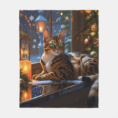 Bengal Cat With Christmas Lights Holiday Fleece Deken (Voorkant)