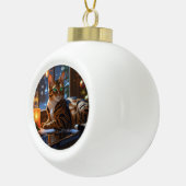 Bengal Cat With Christmas Lights Holiday Keramische Bal Ornament (Rechts)
