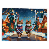 Bengal Cats Christmas Snow Holiday Groot Cadeauzakje (Achterkant)