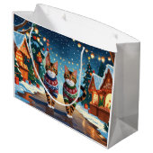 Bengal Cats Christmas Snow Holiday Groot Cadeauzakje (Achterkant Gekanteld)