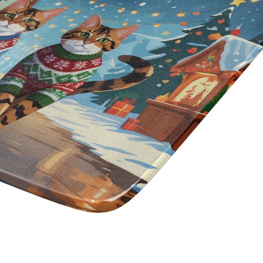 Bengal Cats Christmas Snow Holiday Snijplank (Hoek)