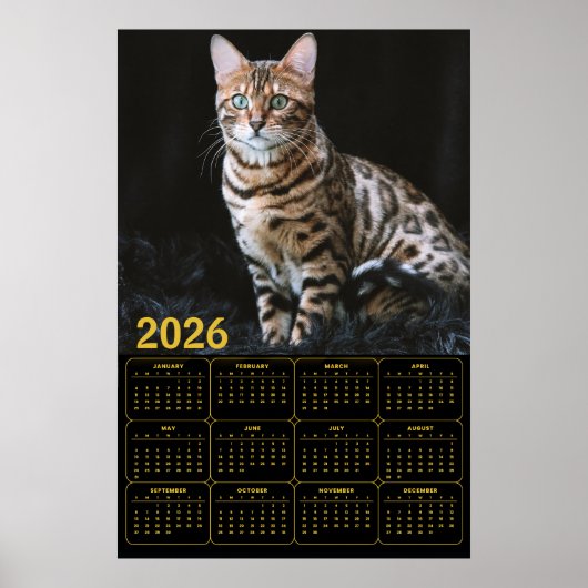 Bengal Kat 2026 Kalender Poster (Voorkant)