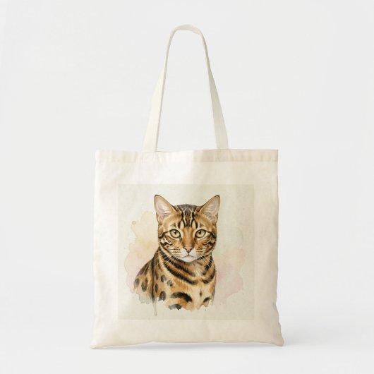 Bengal Kat Aquarel Portret Tote Bag (Voorkant)
