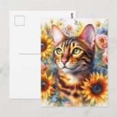 Bengal Kat Bloemportret Kunst Briefkaart (Voorkant / Achterkant)