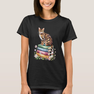 Bengal Kat Boekenwurm Bloemen Boek Lezen Boeken T-shirt