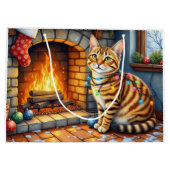 Bengal Kat Haard met Kerstverlichting Groot Cadeauzakje (Achterkant)