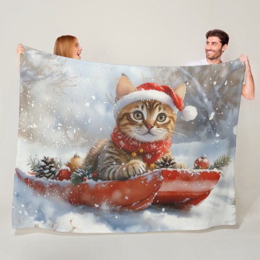 Bengal Kat in slee Let it Snow Kerstmis Fleece Deken (In situ)
