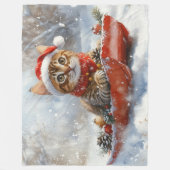 Bengal Kat in slee Let it Snow Kerstmis Fleece Deken (Voorkant)