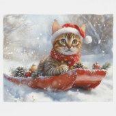Bengal Kat in slee Let it Snow Kerstmis Fleece Deken (Voorkant (Horizontaal))