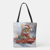 Bengal Kat in slee Let it Snow Kerstmis Tote Bag (Achterkant)