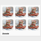 Bengal Kat in slee Let it Snow Kerstmis Vierkante Sticker (Vel)