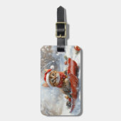 Bengal Kat in slee met Sneeuw het is Kerstmis Bagagelabel (Voorkant verticaal)
