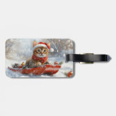 Bengal Kat in slee met Sneeuw het is Kerstmis Bagagelabel (Achterkant horizontaal)