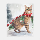 Bengal Kat in Sneeuw Kerstmis Fleece Deken (Voorkant)