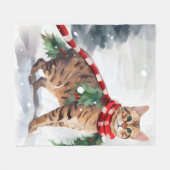 Bengal Kat in Sneeuw Kerstmis Fleece Deken (Voorkant (Horizontaal))