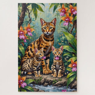 Bengal Kat Jungle Orchidee Kunst Legpuzzel