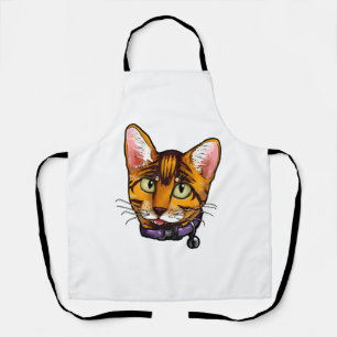 Bengal kat Katten Kitten Cartoon Gezicht Liefde zo Schort