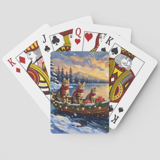 Bengal Kat Kerst Boot Vakantie Pokerkaarten (Achterkant)