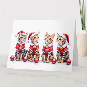 Bengal Kat Kerst Jurk Kerstman Hoed Kaart