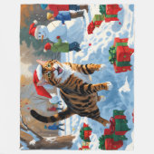 Bengal Kat Kerst Sneeuw Scene Fleece Deken (Voorkant)