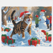 Bengal Kat Kerst Sneeuw Scene Fleece Deken (Voorkant (Horizontaal))