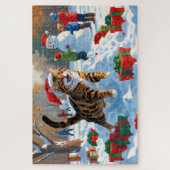 Bengal Kat Kerst Winter Wonderland Legpuzzel (Verticaal)