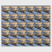 Bengal Kat Kerstboot Vakantie Cadeaupapier (Vlak)