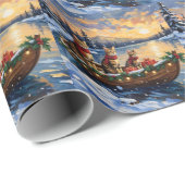 Bengal Kat Kerstboot Vakantie Cadeaupapier (Rol Hoek)