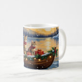 Bengal Kat Kerstboot Vakantie Koffiemok (Voorkant rechts)