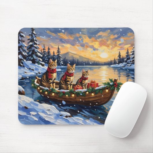 Bengal Kat Kerstboot Vakantie Muismat (Met muis)