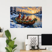 Bengal Kat Kerstboot Vakantie Poster (Thuiskantoor)