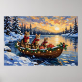 Bengal Kat Kerstboot Vakantie Poster (Voorkant)