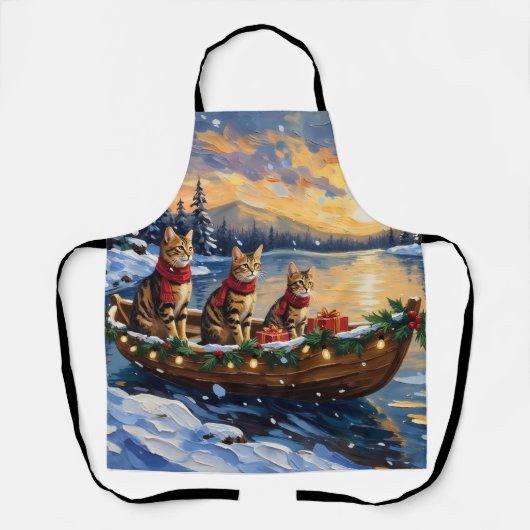 Bengal Kat Kerstboot Vakantie Schort (Voorkant)