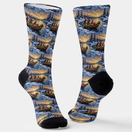 Bengal Kat Kerstboot Vakantie Sokken (Gebogen)