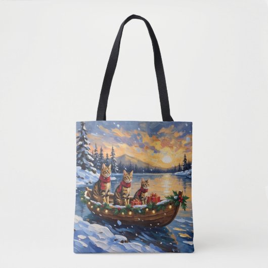 Bengal Kat Kerstboot Vakantie Tote Bag (Voorkant)