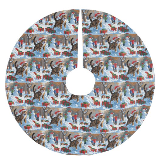 Bengal Kat Kerstmis Festieve Sneeuw Scene Kerstboom Rok (Voorkant)