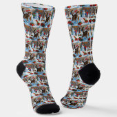 Bengal Kat Kerstmis Festieve Sneeuw Scène Sokken (Gebogen)