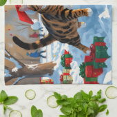 Bengal Kat Kerstmis Festieve Sneeuw Scène Theedoek (Gevouwen)